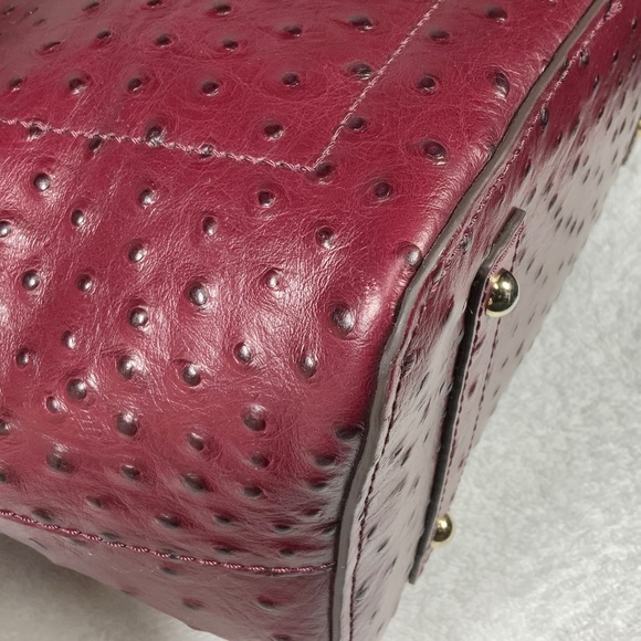 Dooney & Bourke Ostrich Domed Satchel - Cranberry - Picture 10 of 16